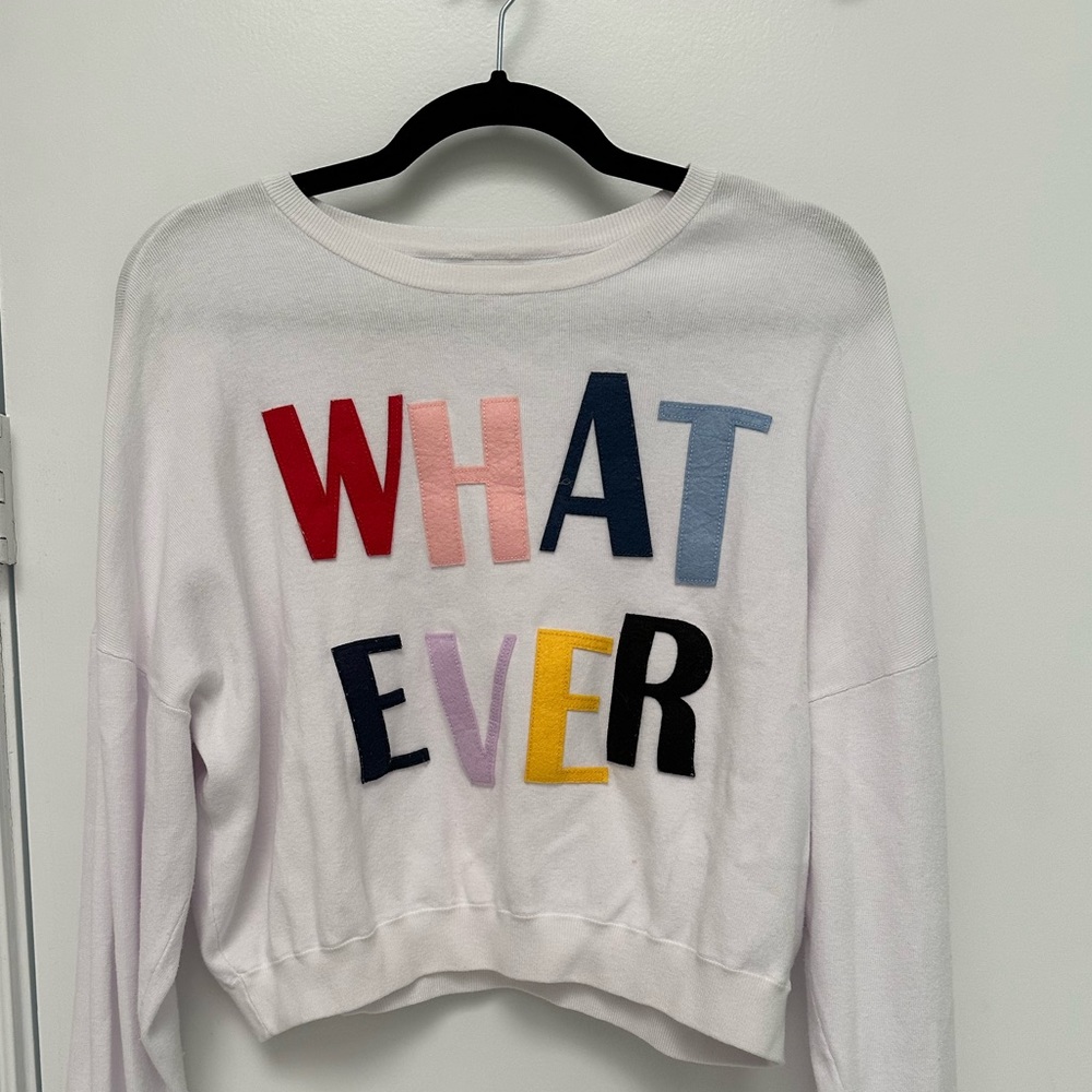 Alice + Olivia Cropped Boxy Sweatshirt WHATEVER